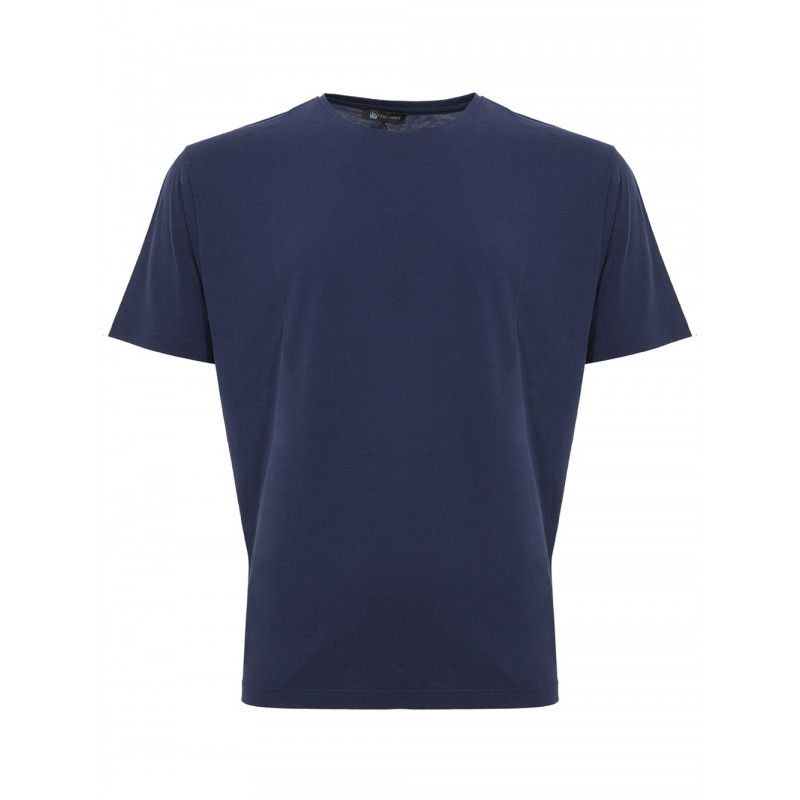 T-shirt Blu Inchiostro in Misto Seta - IT58 - 3XL
