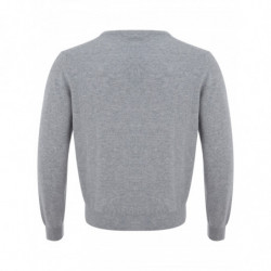 Maglione in cashmere grigio con scollo a V - IT54 - XXL