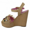 Scarpe sandali con tacco a zeppa con strass beige - EU38/US7.5