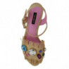 Scarpe sandali con tacco a zeppa con strass beige - EU38/US7.5