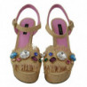 Scarpe sandali con tacco a zeppa con strass beige - EU38/US7.5