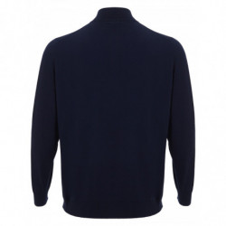 Maglione Blu in Finto Cashmere con Mezza Zip - IT56 - 3XL