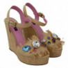 Scarpe sandali con tacco a zeppa con strass beige - EU38/US7.5