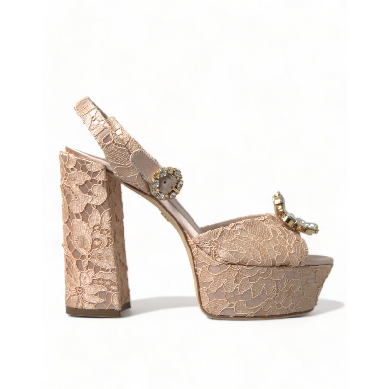 Scarpe sandali con plateau Taormina in pizzo rosa - EU40/US9.5