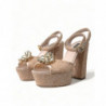 Scarpe sandali con plateau Taormina in pizzo rosa - EU40/US9.5