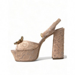 Scarpe sandali con plateau Taormina in pizzo rosa - EU40/US9.5