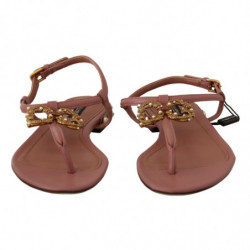 Scarpe sandali in pelle con logo DG Amore rosa - EU36/US5.5