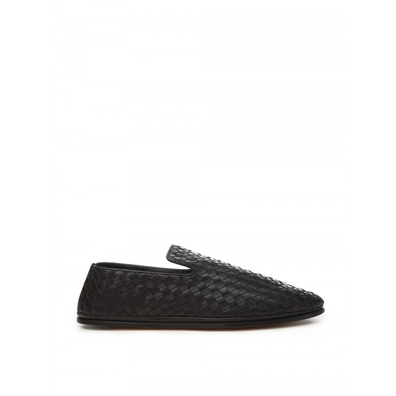 Slip On Intreccio In Pelle Nera - EU40/US7