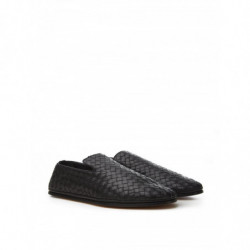 Slip On Intreccio In Pelle Nera - EU40/US7
