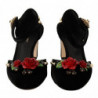Scarpe décolleté cinturino alla caviglia rose velluto nero - EU38.5