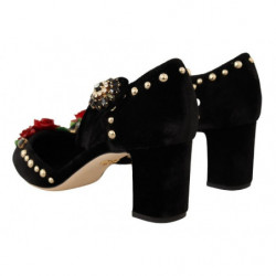 Scarpe décolleté cinturino alla caviglia rose velluto nero - EU38.5