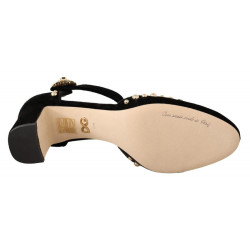 Scarpe décolleté cinturino alla caviglia rose velluto nero - EU38.5