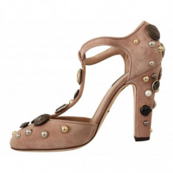 Scarpe décolleté cinturino T impreziosite pelle scamosciata rosa -