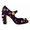 Scarpe Mary Jane décolleté pelle scamosciata viola decorata - EU39/