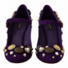 Scarpe Mary Jane décolleté pelle scamosciata viola decorata - EU39/