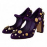 Scarpe Mary Jane décolleté pelle scamosciata viola decorata - EU39/