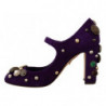 Scarpe Mary Jane décolleté pelle scamosciata viola decorata - EU39/