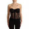 Top senza spalline con corsetto bustier in viscosa nera - IT40-S