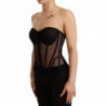 Top senza spalline con corsetto bustier in viscosa nera - IT40-S