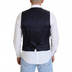 Gilet formale con gilet elasticizzato in lana blu scuro - IT50 - L