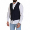 Gilet formale con gilet elasticizzato in lana blu scuro - IT50 - L