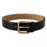Cintura fibbia vita dorata classica pelle solida nera - 60 CM / 24
