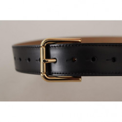 Cintura fibbia vita dorata classica pelle solida nera - 60 CM / 24