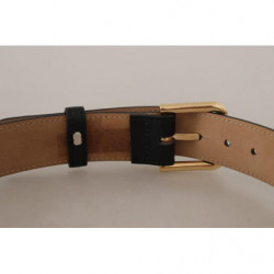 Cintura fibbia vita dorata classica pelle solida nera - 60 CM / 24