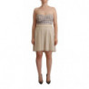 Abito bustier senza spalline a pieghe a quadretti beige - IT40-S