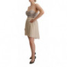 Abito bustier senza spalline a pieghe a quadretti beige - IT40-S