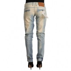 Jeans skinny in denim a vita bassa in cotone lavato azzurro - IT42-M