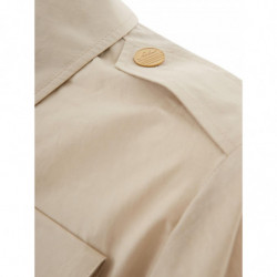 Giacca sahariana con cintura in cotone beige - IT44 - S