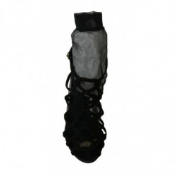 Scarpe sandalo con stivaletti in tulle scamosciato nero - EU41/US10.5