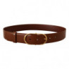 Cintura fibbia ovale metallo dorato pelle marrone - 75 CM / 30 INCHES