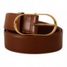 Cintura fibbia ovale metallo dorato pelle marrone - 75 CM / 30 INCHES
