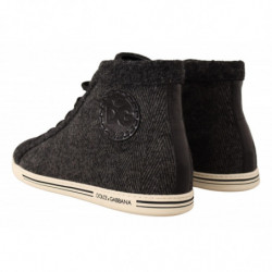 Sneakers alte casual in cotone di lana grigia - EU44/US11
