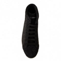 Sneakers alte casual in cotone di lana grigia - EU44/US11