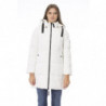 Elegante piumino lungo bianco con dettaglio monogramma - L