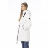 Elegante piumino lungo bianco con dettaglio monogramma - L