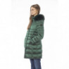 Elegante Piumino Lungo Verde con Chiusura Frontale con Zip - S