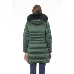 Elegante Piumino Lungo Verde con Chiusura Frontale con Zip - L
