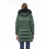 Elegante Piumino Lungo Verde con Chiusura Frontale con Zip - L