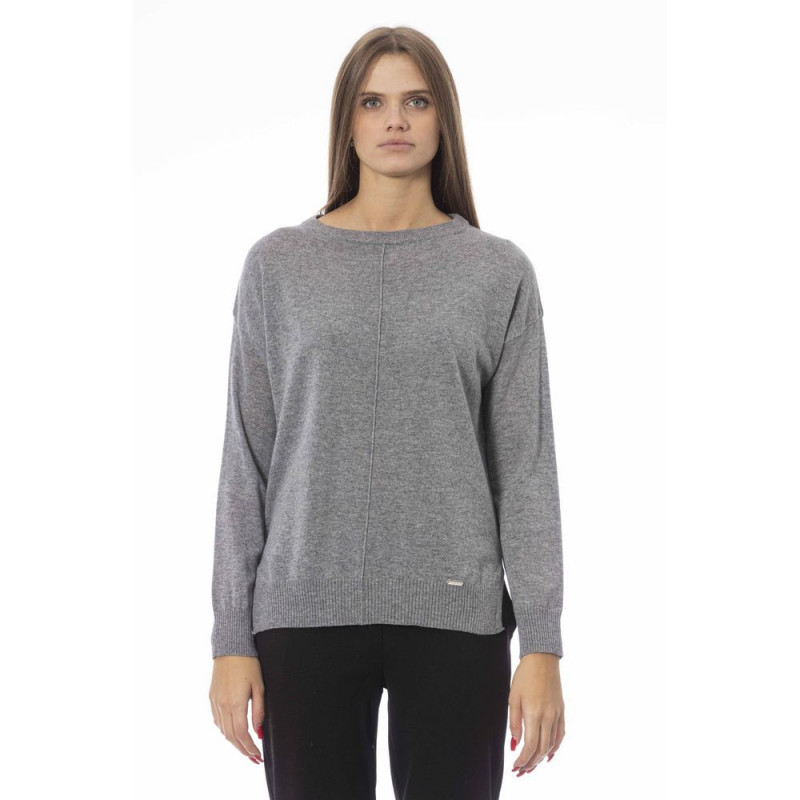 Elegante maglione girocollo in misto cashmere - L