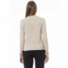 Elegante maglione beige con scollo a V e dettaglio monogramma - XL