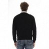 Elegante maglione in lana con scollo a V nel classico nero - M