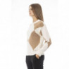 Elegante maglione beige con scollo a barca - M