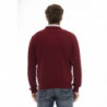 Maglione elegante con scollo a V in lana bordeaux - XL