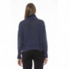 Elegante maglione blu con collo a vulcano - S