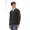 Elegante maglione da uomo in lana verde con scollo a V - L