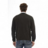 Elegante maglione da uomo in lana verde con scollo a V - L